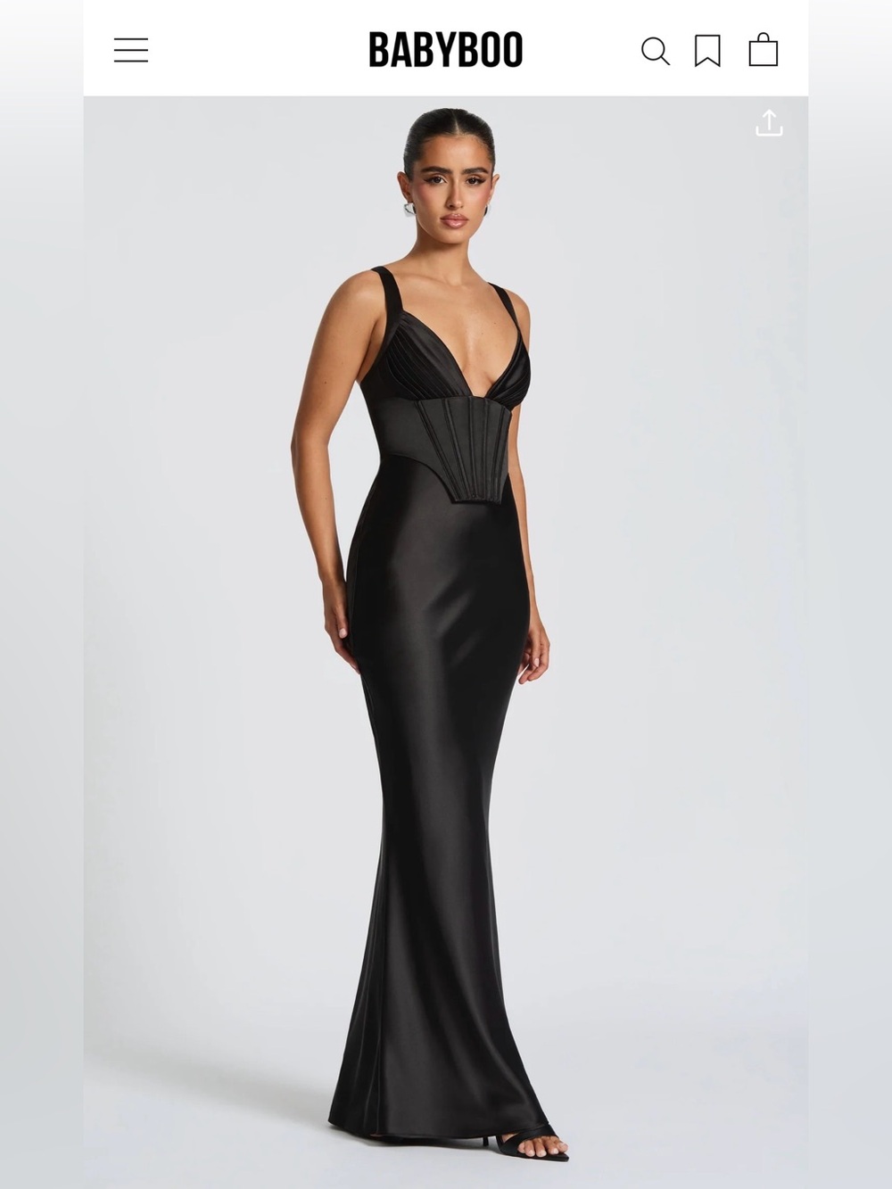 🖤🌹NWT Babyboo Black Evening Dress Silk with Corset top- XS- never worn!🌹🖤 - Picture 3 of 7